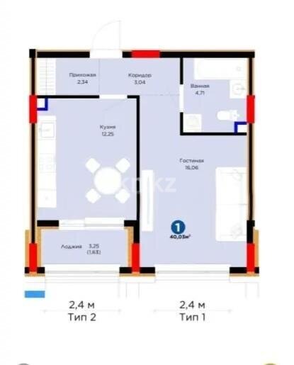 Продажа 1-комнатной квартиры, 37.8 м² в Астане