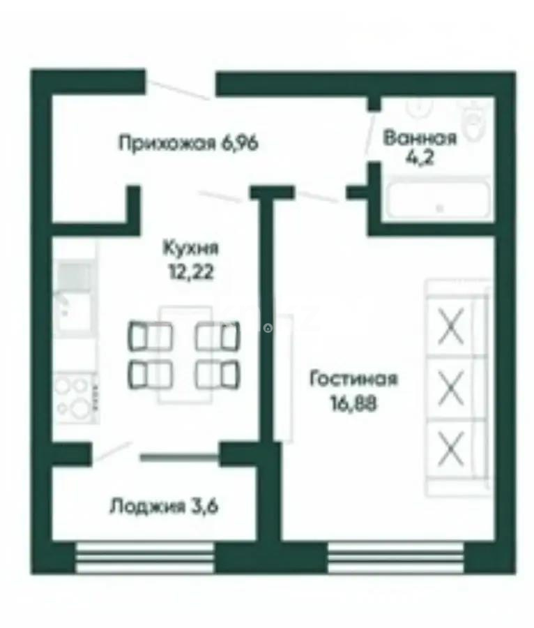 Продажа 1-комнатной квартиры, 40.2 м² в Астане