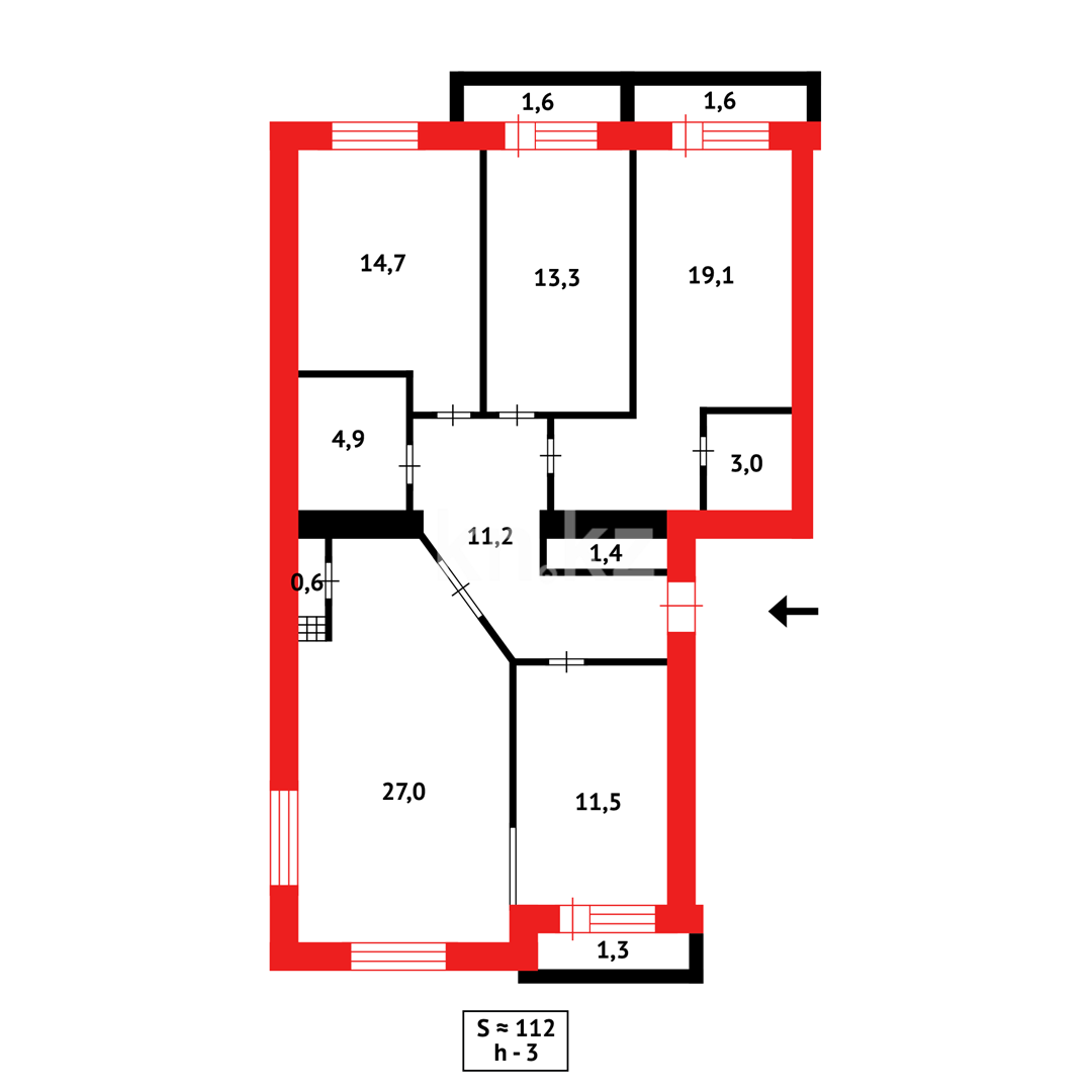 Продажа 4-комнатной квартиры, 107 м², ул. Таттимбета в Караганде - фото 21