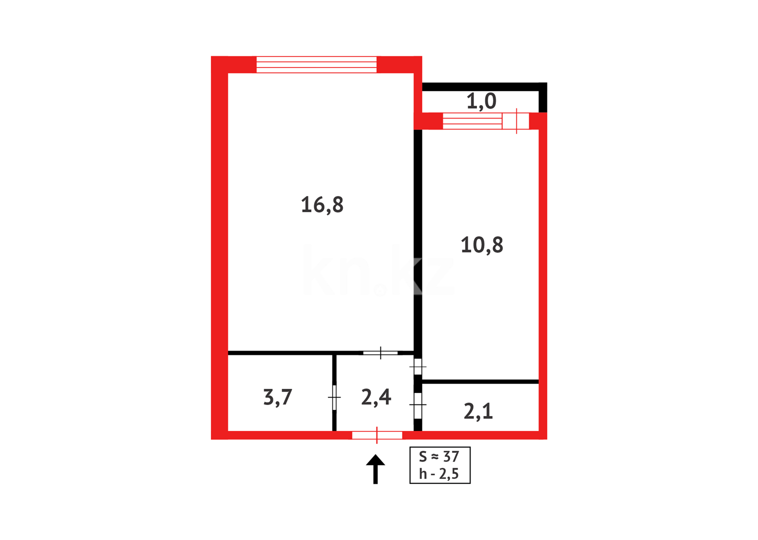 Продажа 1-комнатной квартиры, 37 м², ул. Муканова в Караганде - фото 7