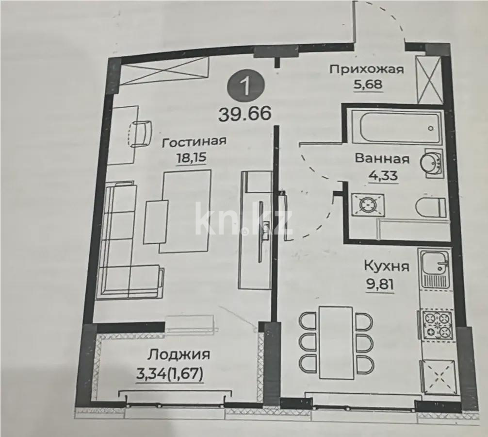 Продажа 1-комнатной квартиры, 39.42 м², ул. Е-429, дом  26 в Астане