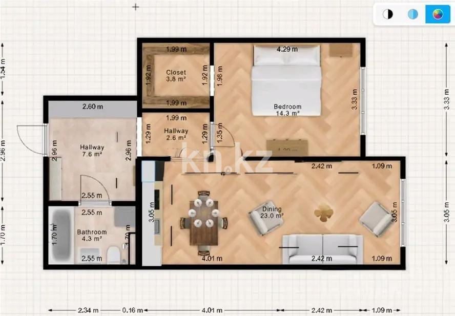 Продажа 2-комнатной квартиры, 56.9 м² в Алматы - фото 4