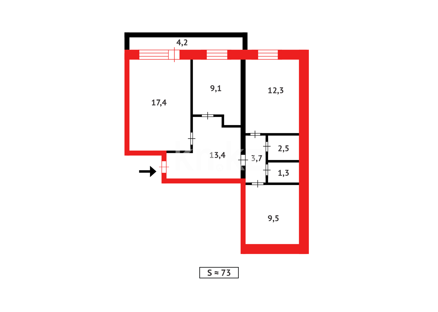 Продажа 3-комнатной квартиры, 73 м² в Темиртау - фото 7