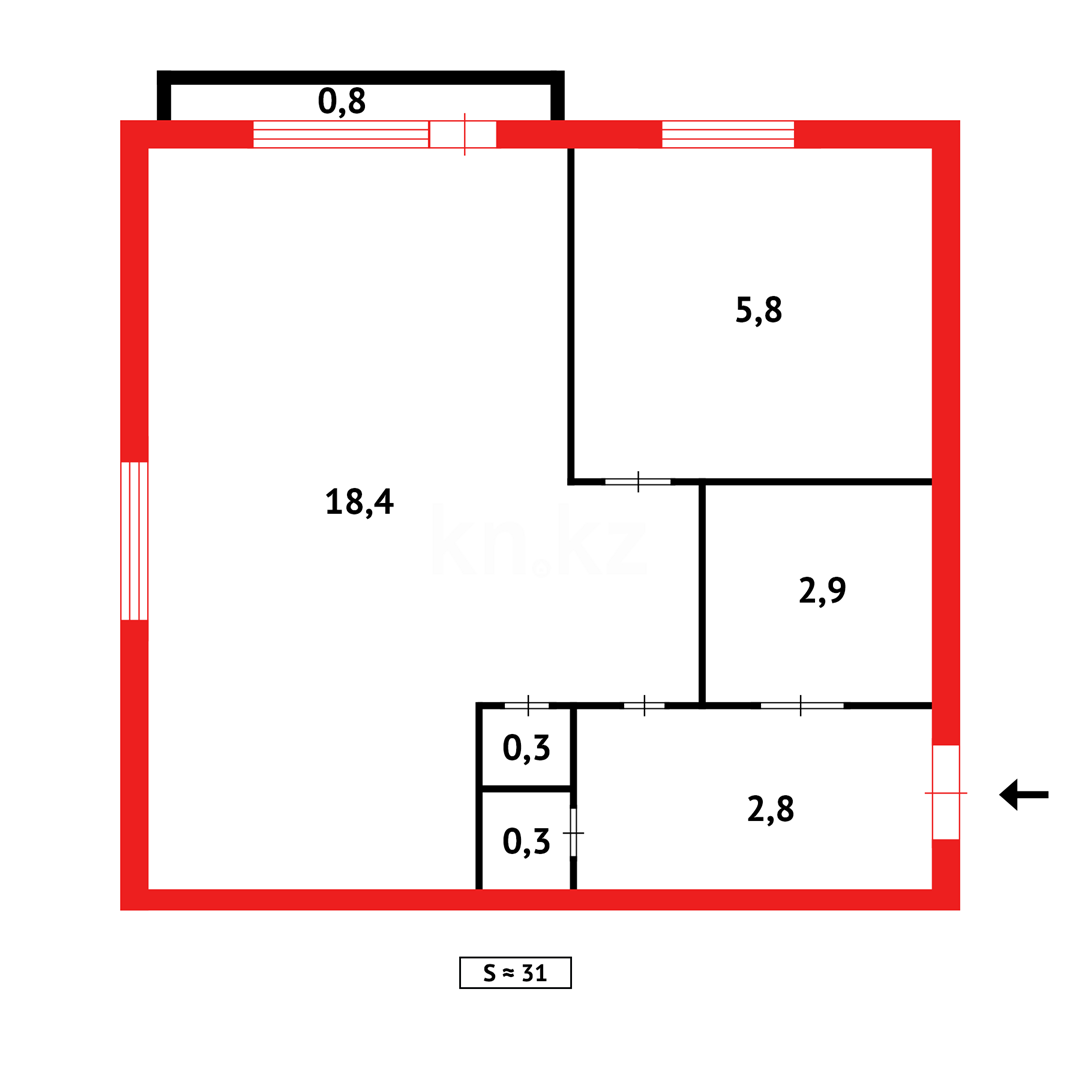 Продажа 1-комнатной квартиры, 31 м² в Темиртау - фото 4