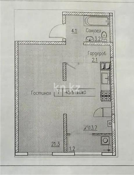 Продажа 1-комнатной квартиры, 45.6 м² в Алматы