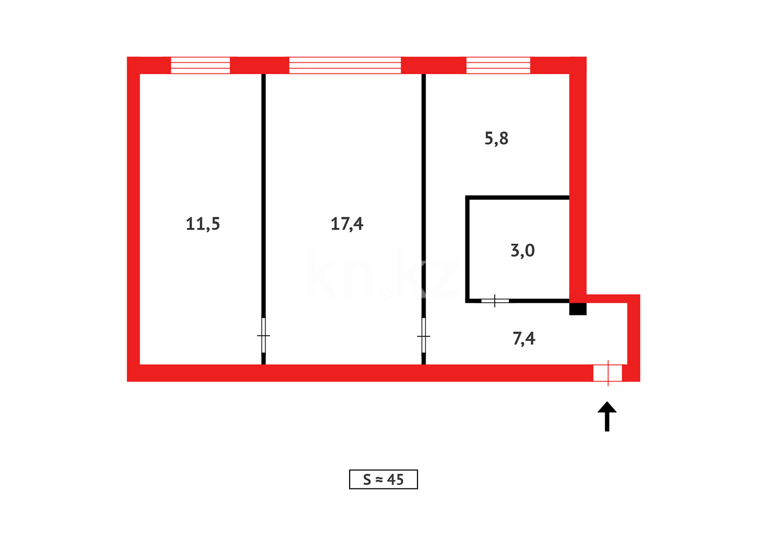 Продажа 2-комнатной квартиры, 45 м², ул. Чернышевского в Темиртау - фото 11