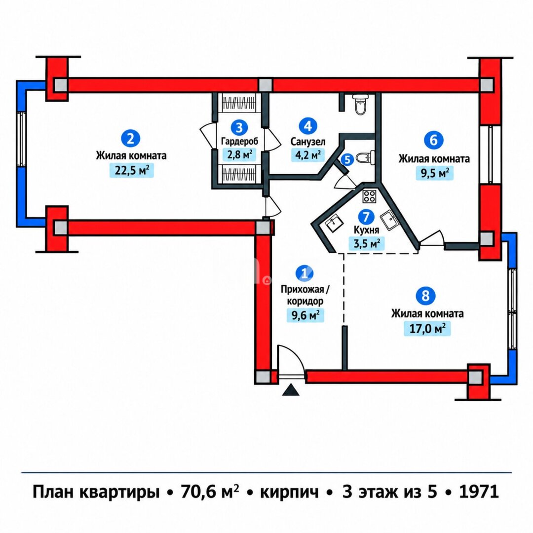 Аренда 3-комнатной квартиры, 70 м² в Алматы - фото 17