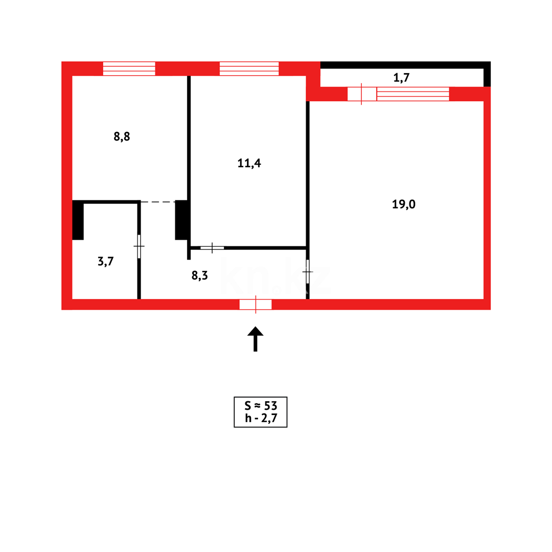 Продажа 2-комнатной квартиры, 52 м² в Караганде - фото 11