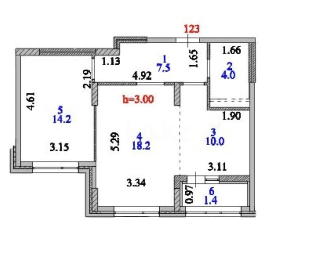 Продажа 2-комнатной квартиры, 55.61 м² в Астане