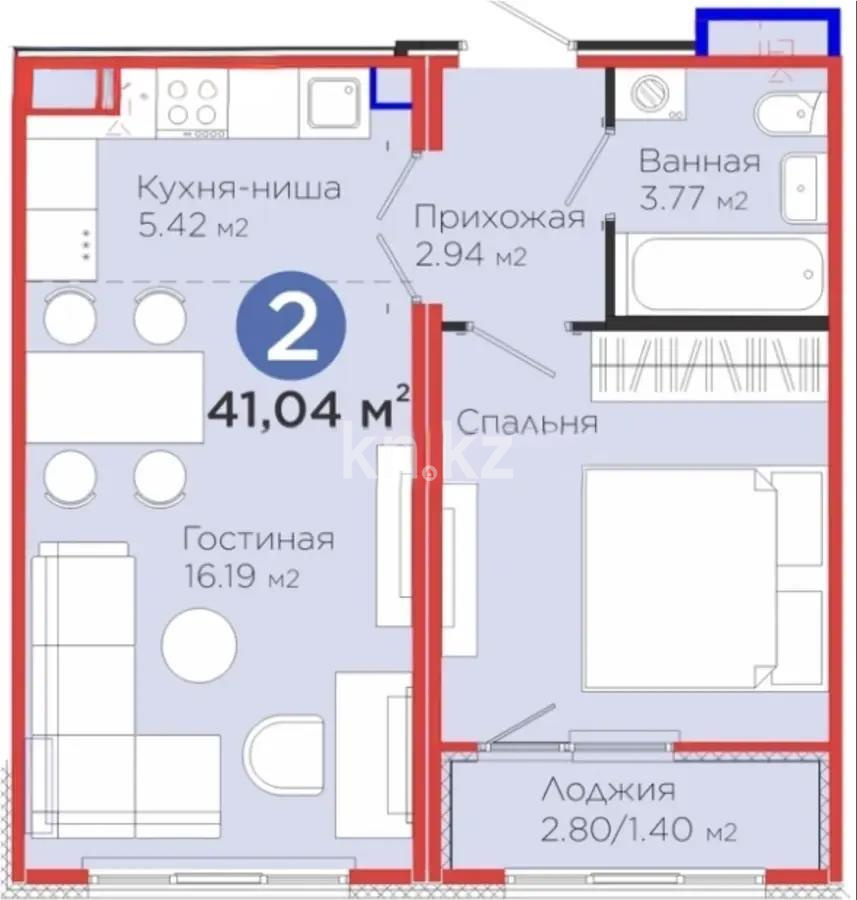 Продажа 2-комнатной квартиры, 41 м², ул. Нурмагамбетова, дом  17 стр в Астане