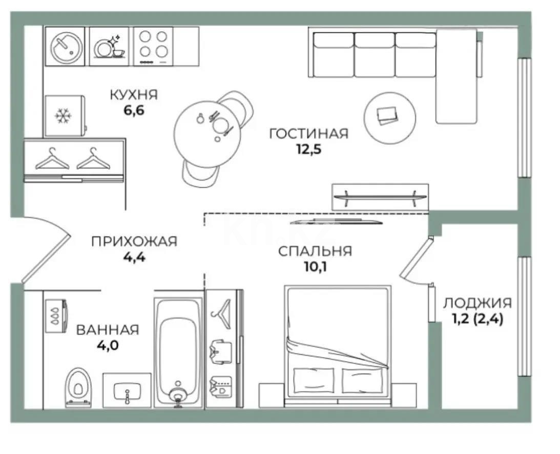 Продажа 2-комнатной квартиры, 38.8 м² в Алматы