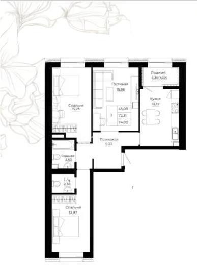 Продажа 3-комнатной квартиры, 74 м² в Астане