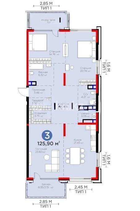 Продажа 3-комнатной квартиры, 127 м², ул. Култобе, дом  1/22 в Алматы