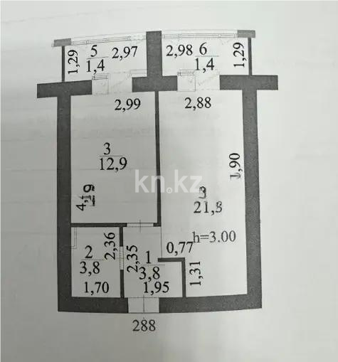 Продажа 1-комнатной квартиры, 44.6 м² в Астане