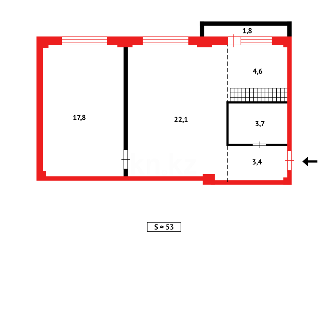 Продажа 2-комнатной квартиры, 54 м² в Караганде - фото 12