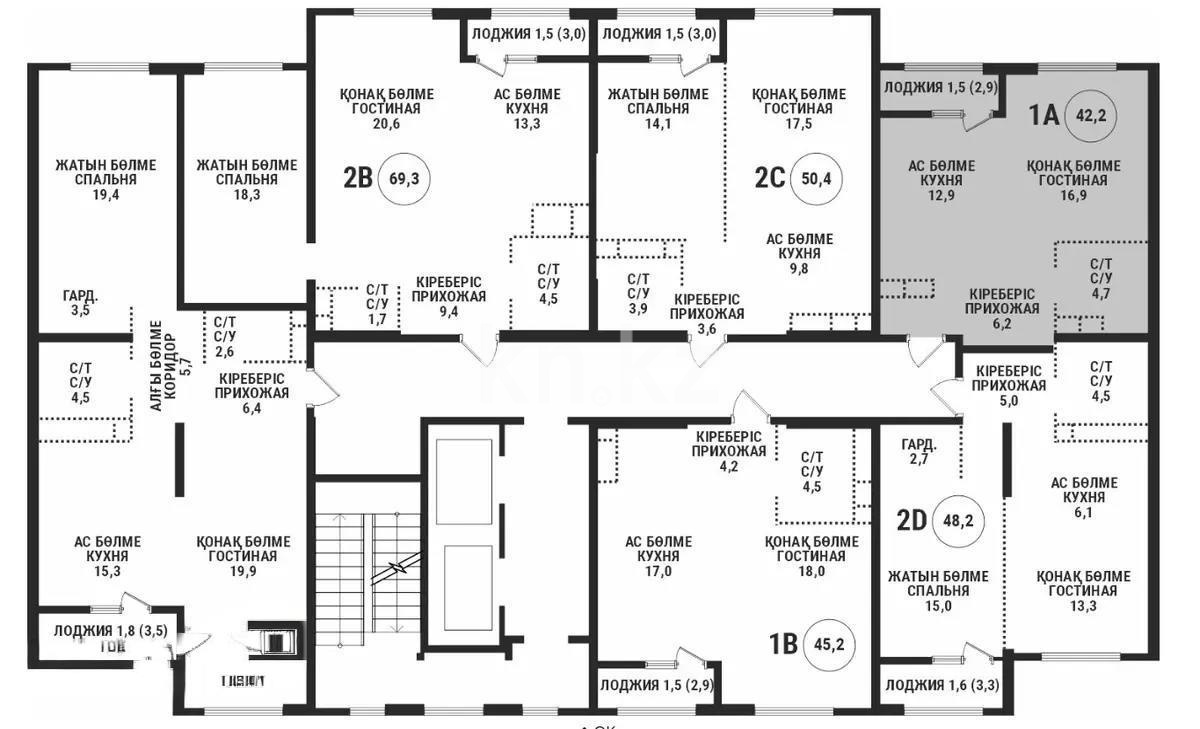 Продажа 1-комнатной квартиры, 42.6 м² в Алматы
