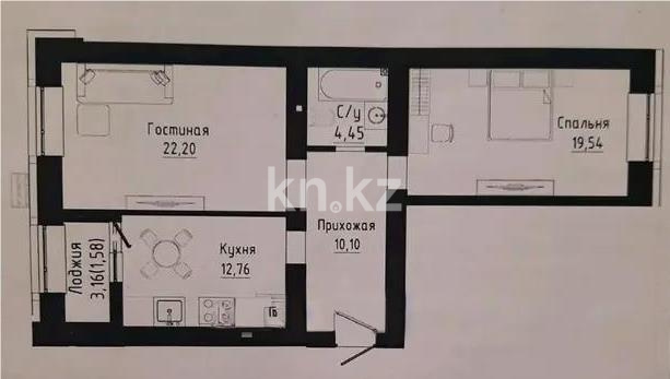 Продажа 2-комнатной квартиры, 70.63 м², ул. Таттимбета, дом  9 стр в Астане