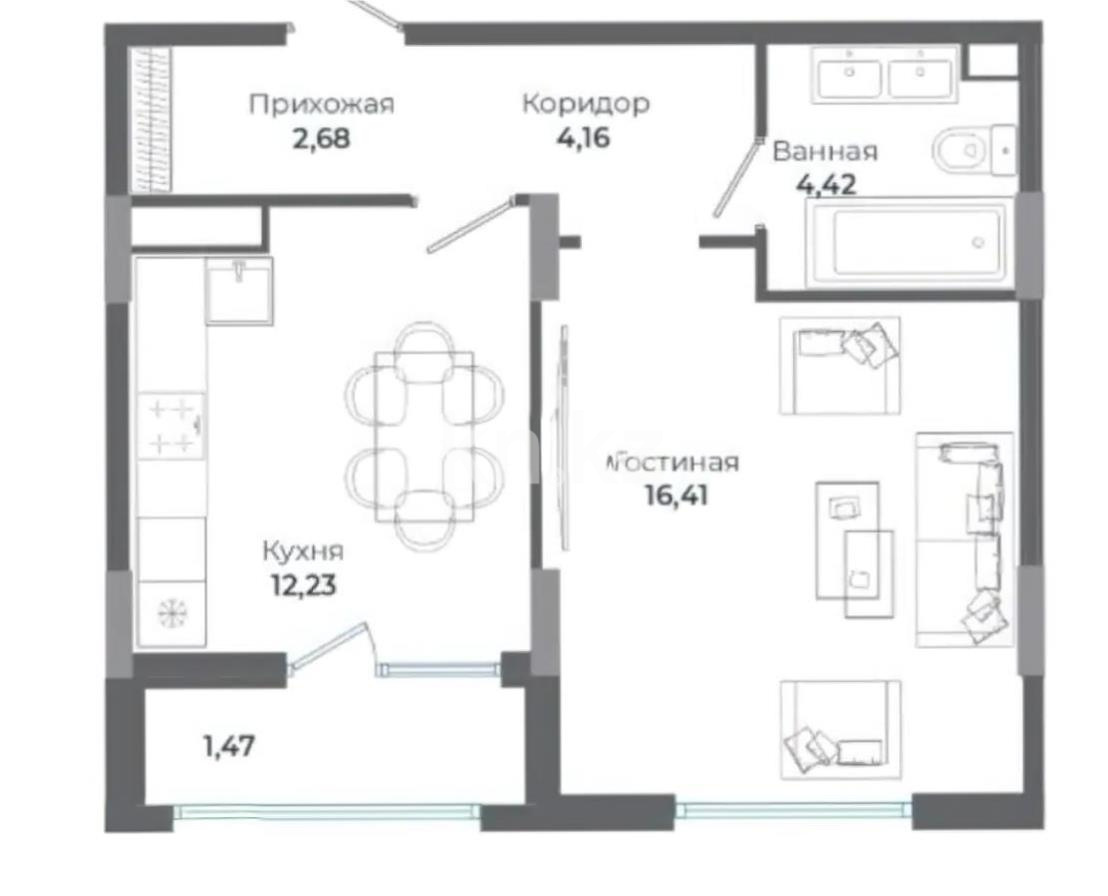 Продажа 1-комнатной квартиры, 40.5 м², ул. Сыганак, дом  28 в Астане