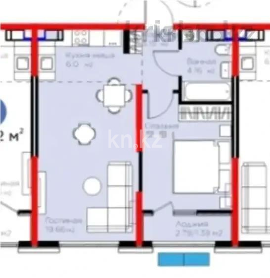 Продажа 2-комнатной квартиры, 47.3 м² в Алматы
