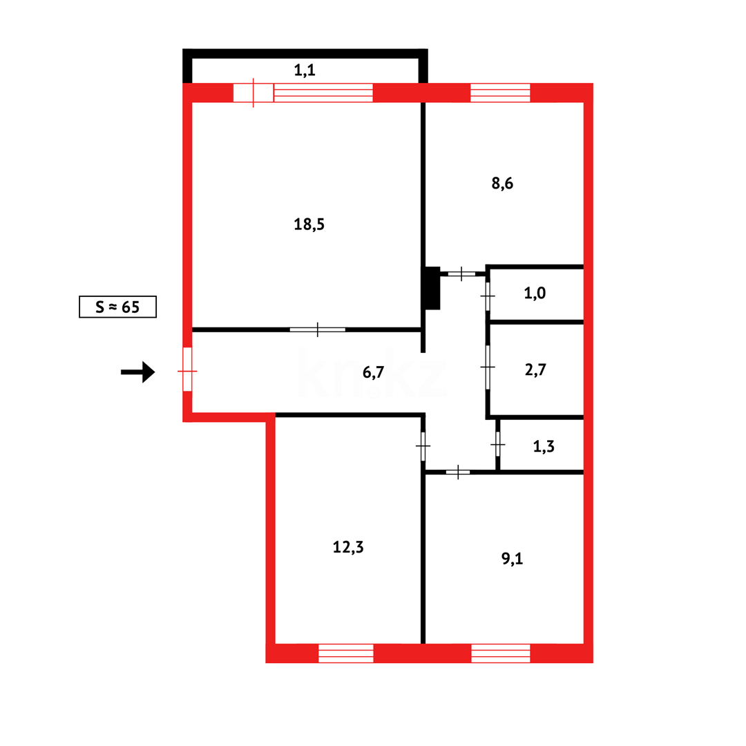 Продажа 3-комнатной квартиры, 64 м² в Караганде - фото 14