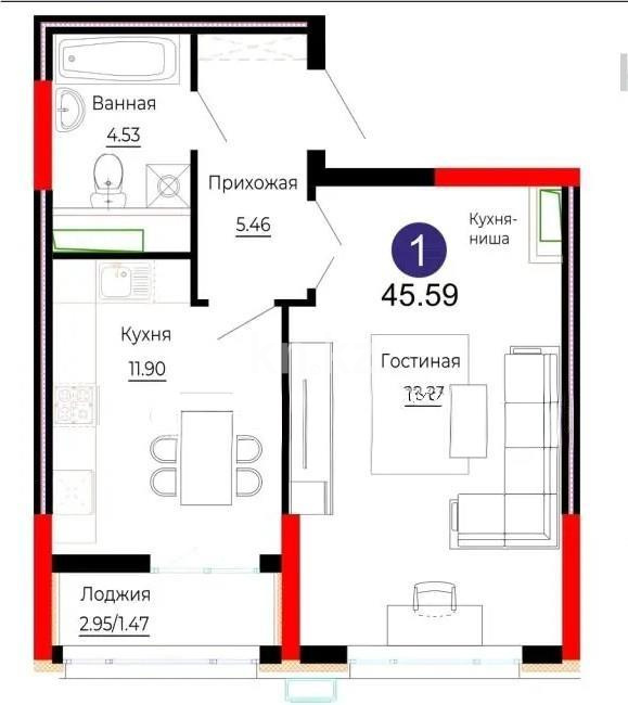 Продажа 2-комнатной квартиры, 46 м² в Астане - фото 4