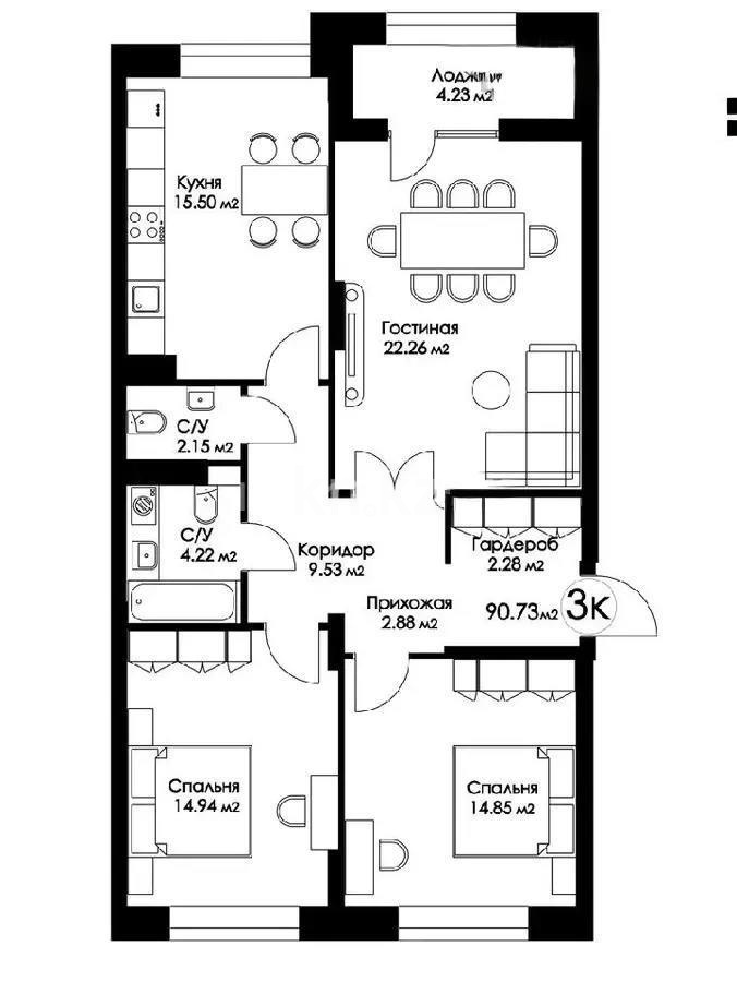 Продажа 3-комнатной квартиры, 90 м² в Астане - фото 7