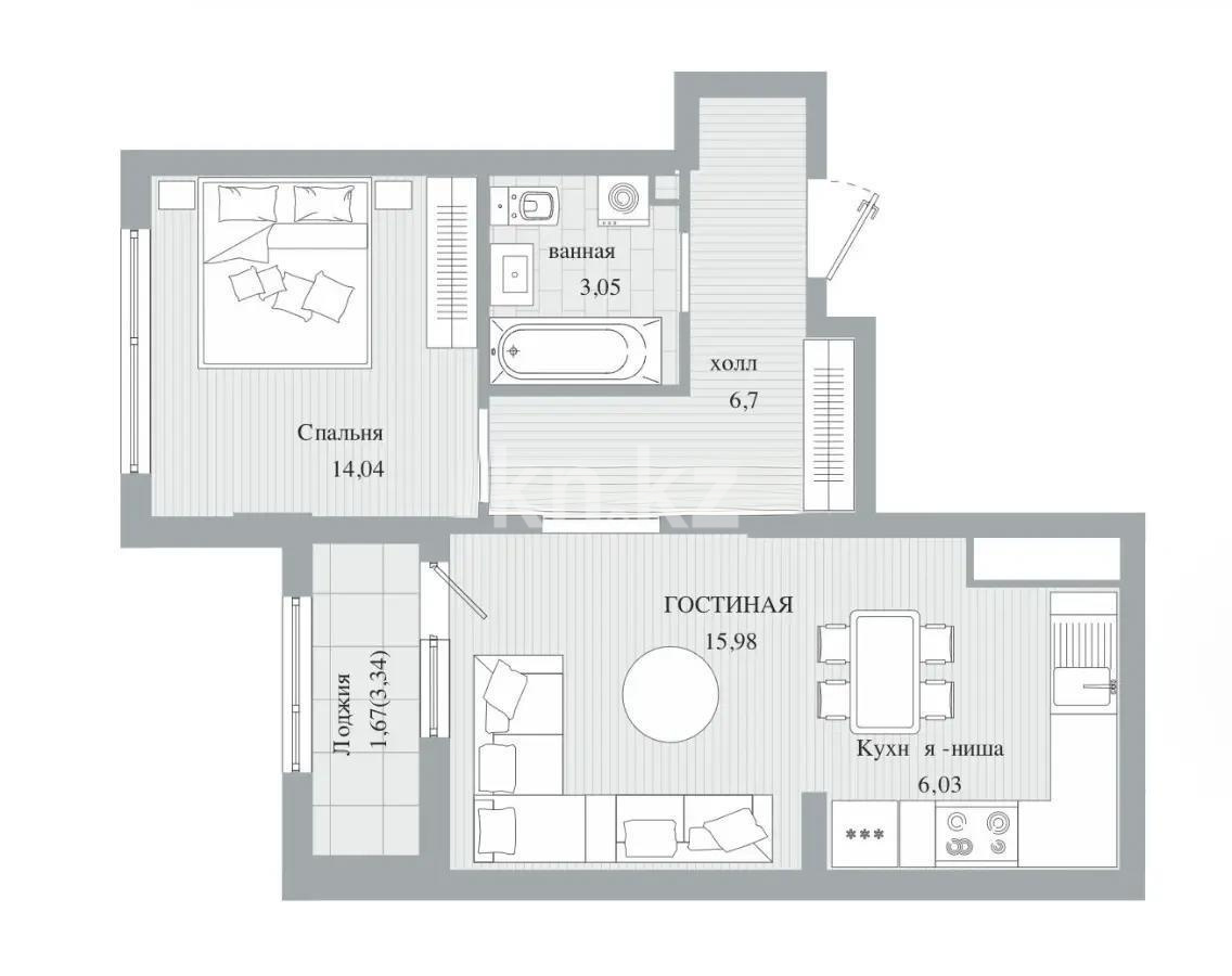 Продажа 2-комнатной квартиры, 47 м², пр. Туран, дом  39 в Астане