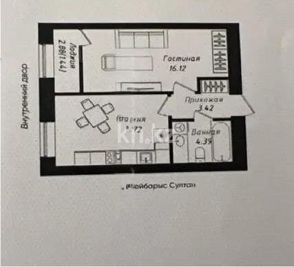 Продажа 1-комнатной квартиры, 39 м² в Астане