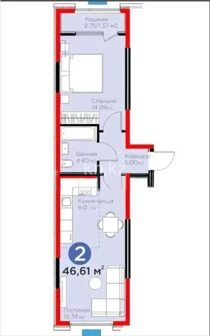 Продажа 2-комнатной квартиры, 47 м², ул. Белжайлау, дом  47а в Алматы