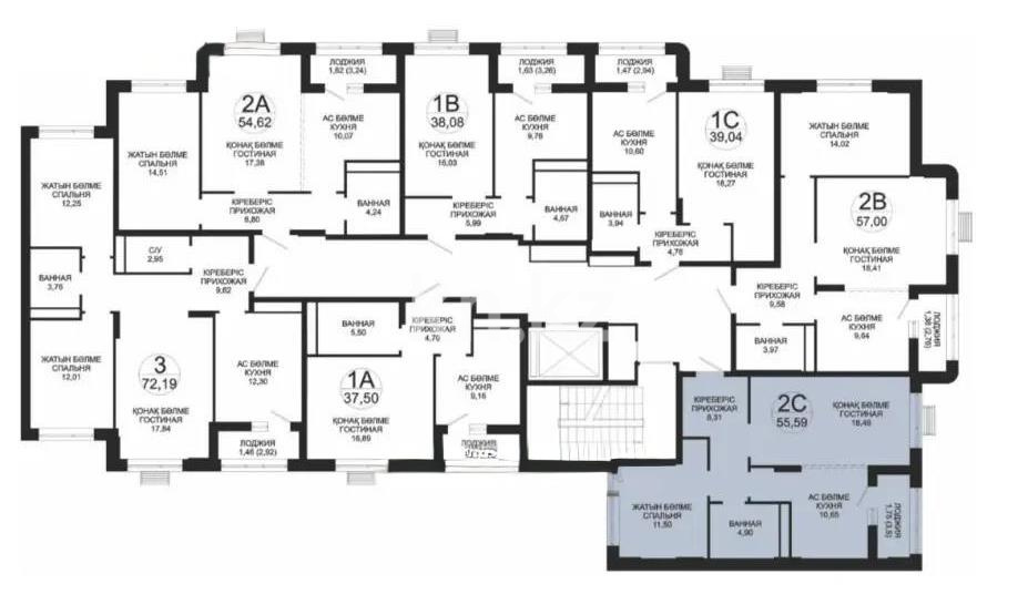 Продажа 2-комнатной квартиры, 58 м² в Астане