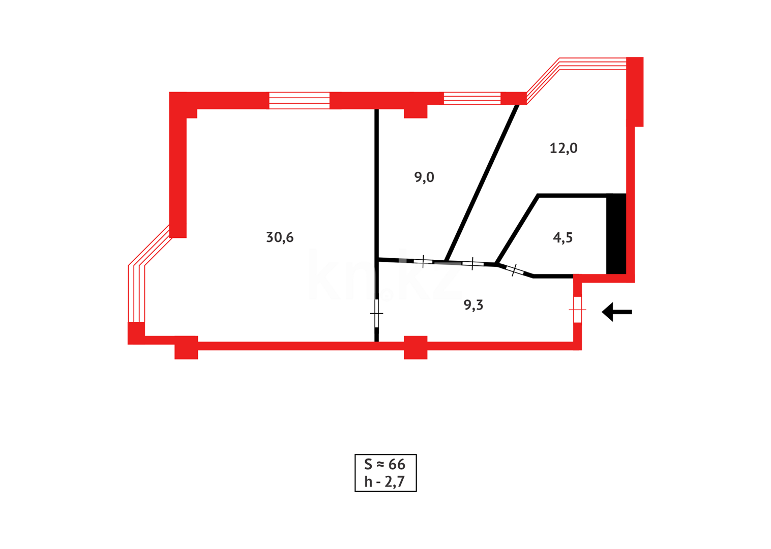 Продажа 2-комнатной квартиры, 65.4 м², ул. Байтурсынова в Астане - фото 11