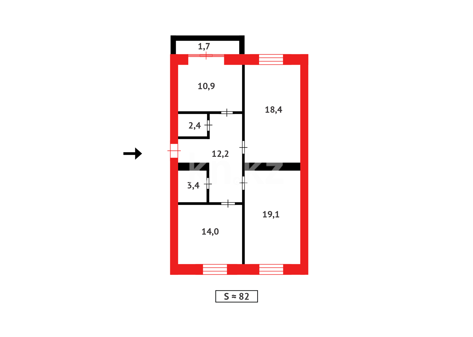Продажа 3-комнатной квартиры, 82 м², ул. Муканова в Караганде - фото 15