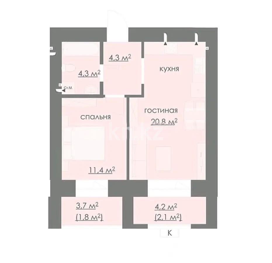 Продажа 2-комнатной квартиры, 47 м², ул. Карбышева, дом  4/3 в Караганде