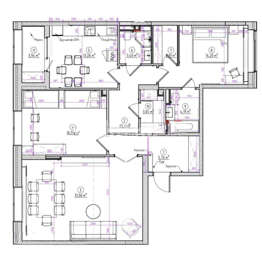 Продажа 3-комнатной квартиры, 107 м² в Астане