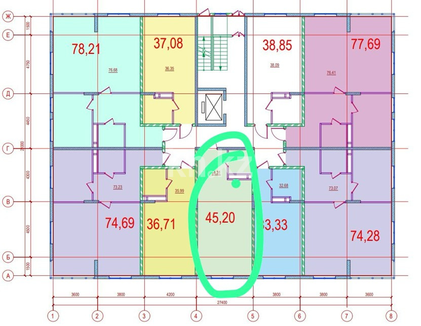 Продажа 1-комнатной квартиры, 45.2 м², ул. Сыбызгы, дом  100 в Алматы - фото 4