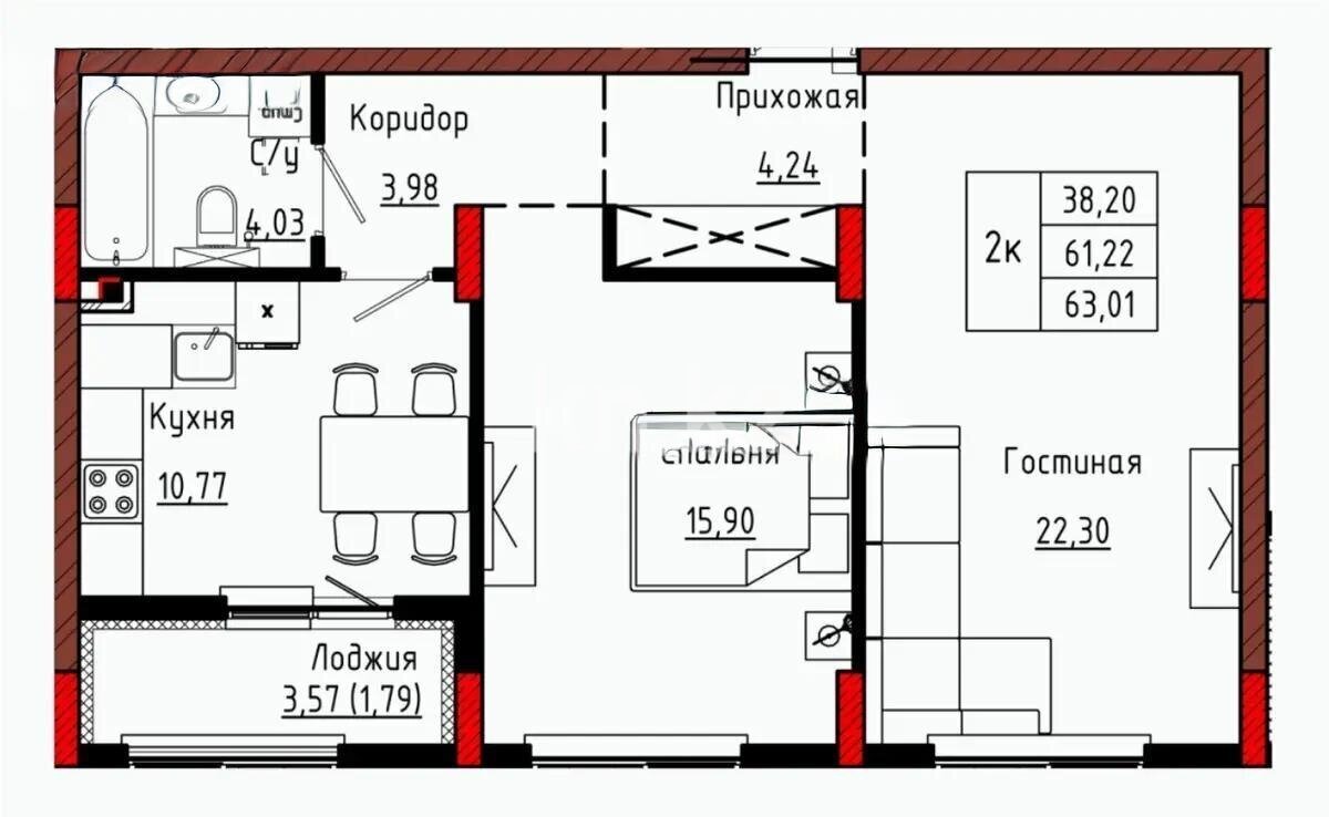 Продажа 2-комнатной квартиры, 63 м² в Астане