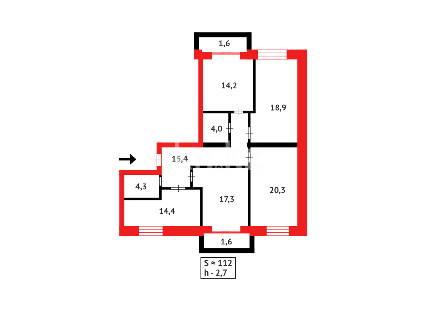 Продажа 4-комнатной квартиры, 111 м² в Караганде - фото 42