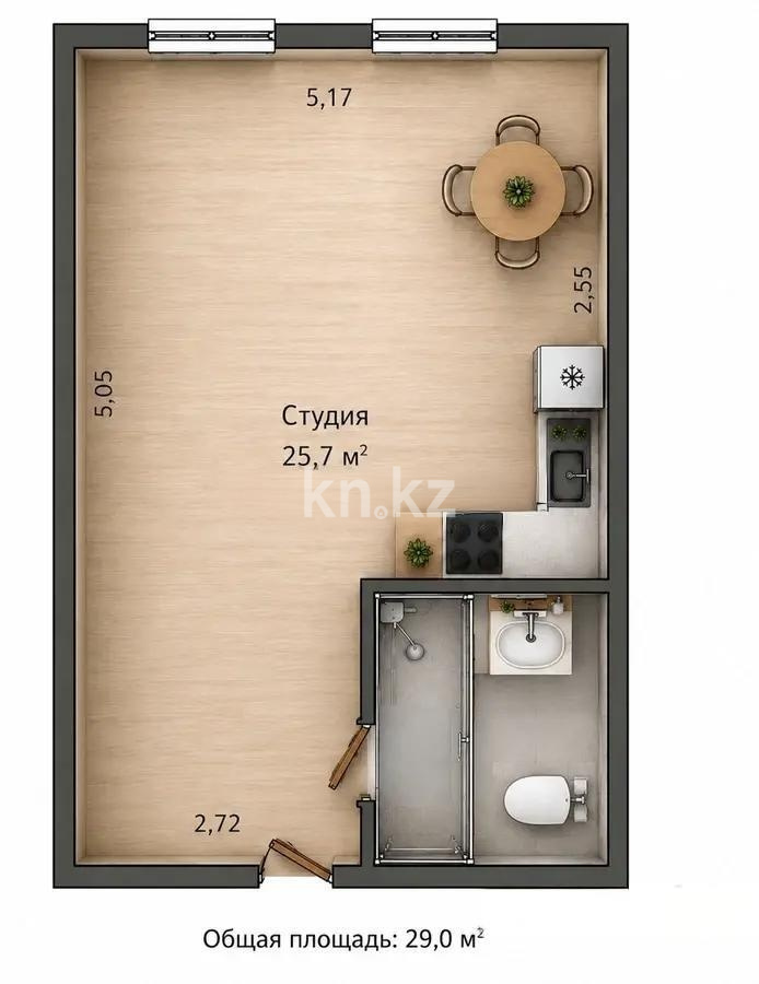 Продажа 1-комнатной квартиры, 29 м² в Астане