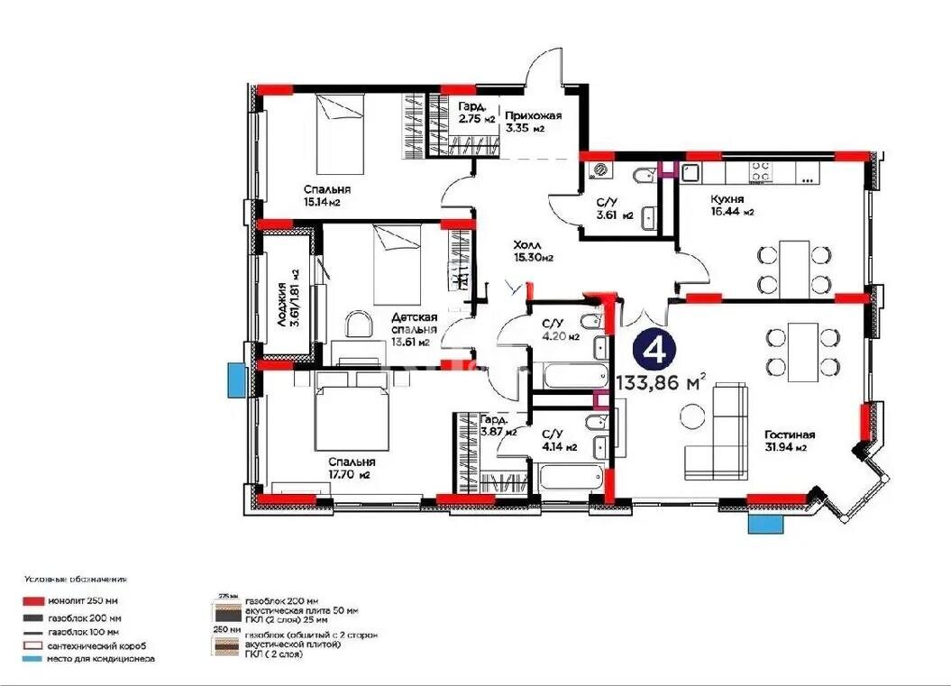 Продажа 4-комнатной квартиры, 135.5 м² в Астане