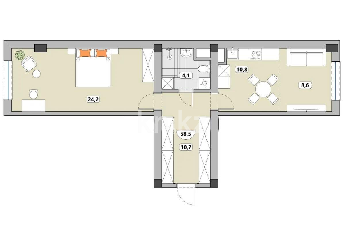 Продажа 2-комнатной квартиры, 61 м² в Алматы - фото 2