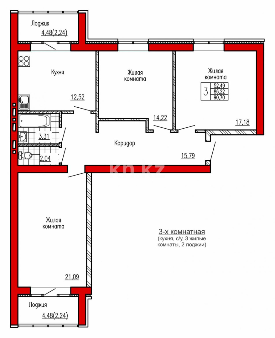 Продажа 3-комнатной квартиры, 92 м² в Караганде - фото 13