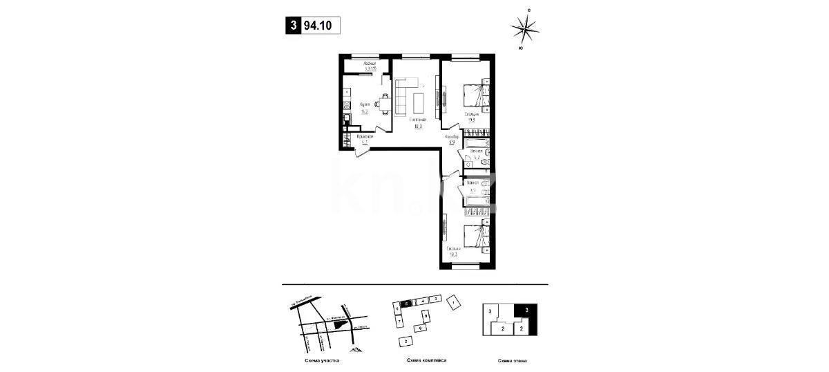 Продажа 3-комнатной квартиры, 94.1 м² в Алматы