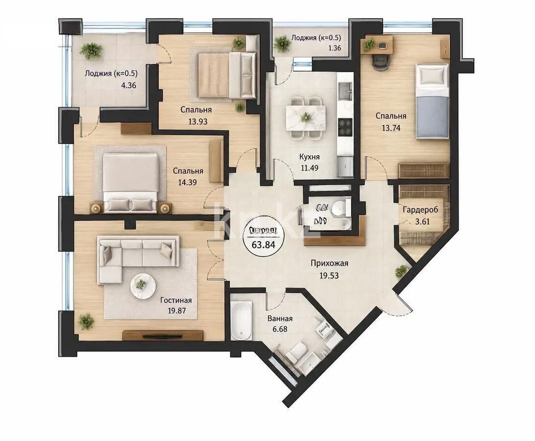 Продажа 4-комнатной квартиры, 111 м² в Астане