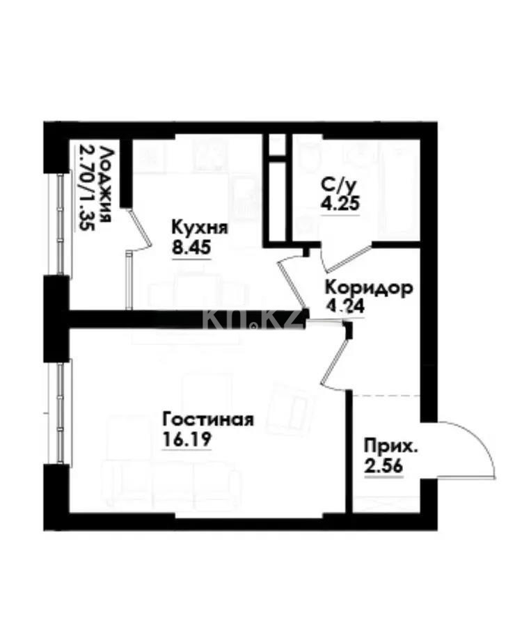 Продажа 1-комнатной квартиры, 38 м², ул. Толе би, дом  290/1 в Алматы