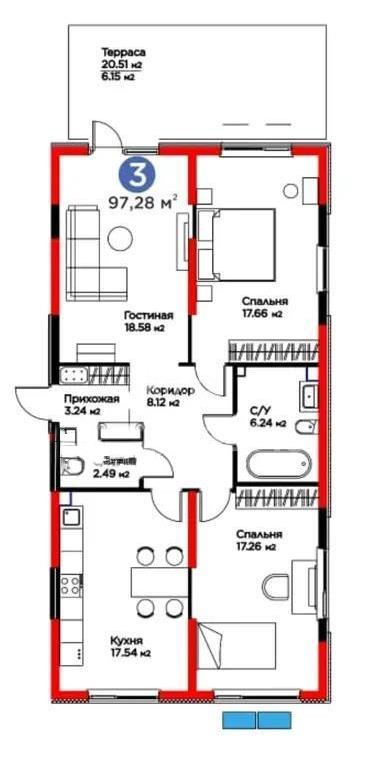 Продажа 3-комнатной квартиры, 97.36 м², ул. Тараз, дом  8/1 стр в Алматы - фото 4