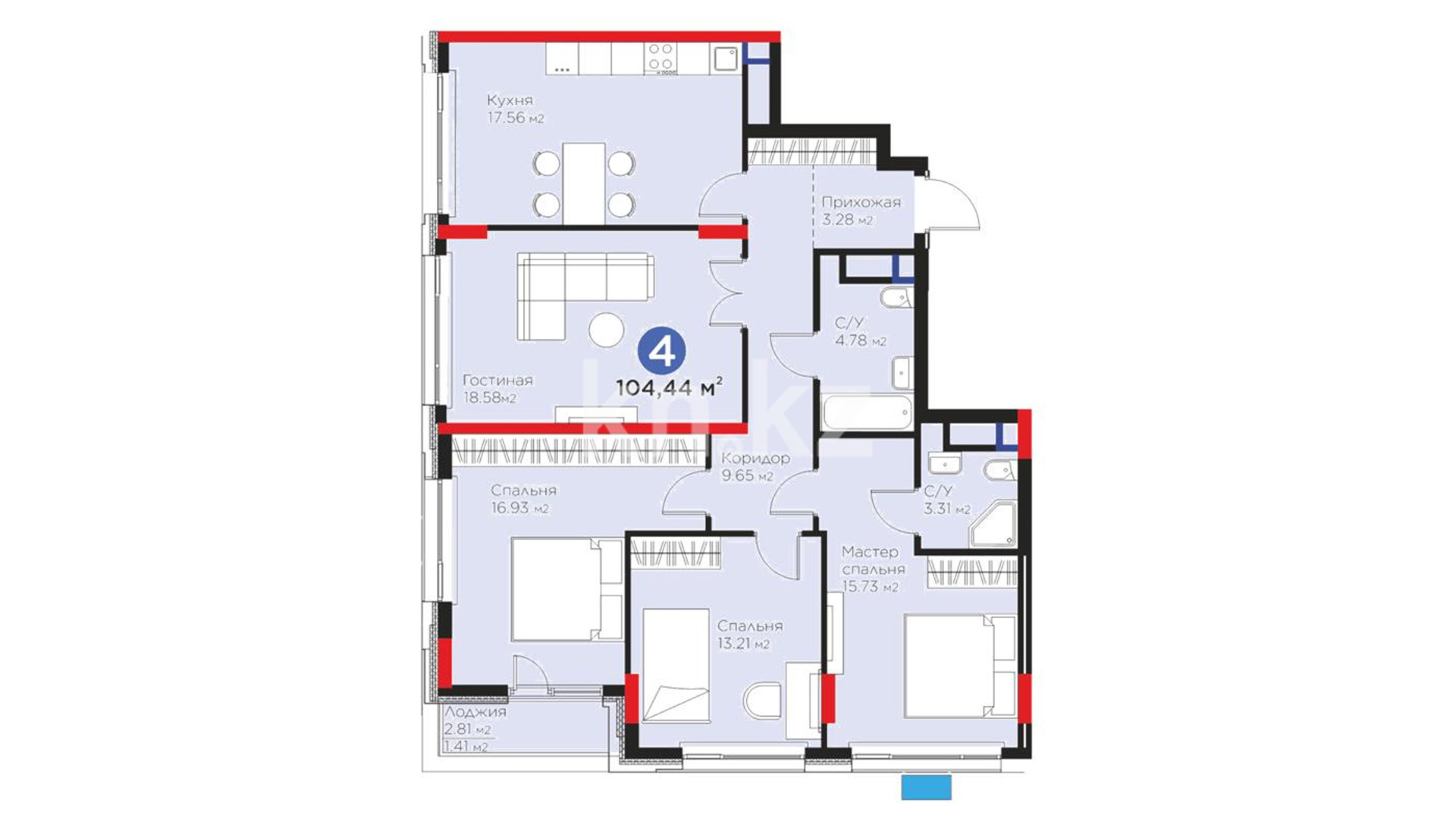 ЖК Capital Park. Melody, 4-комнатная, цена 81 154 057 ₸, 777 040 ₸&nbsp;/&nbsp;м²