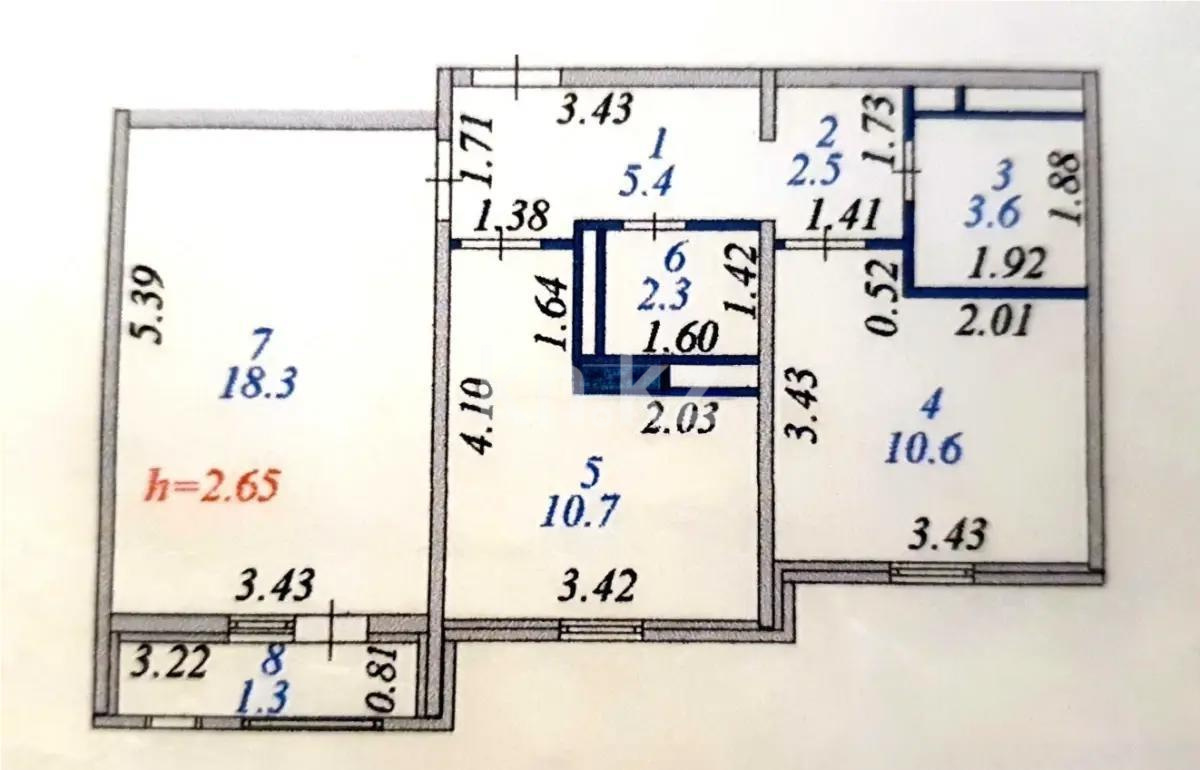 Продажа 2-комнатной квартиры, 55 м², ул. Кобыланды батыра, дом  7а в Астане