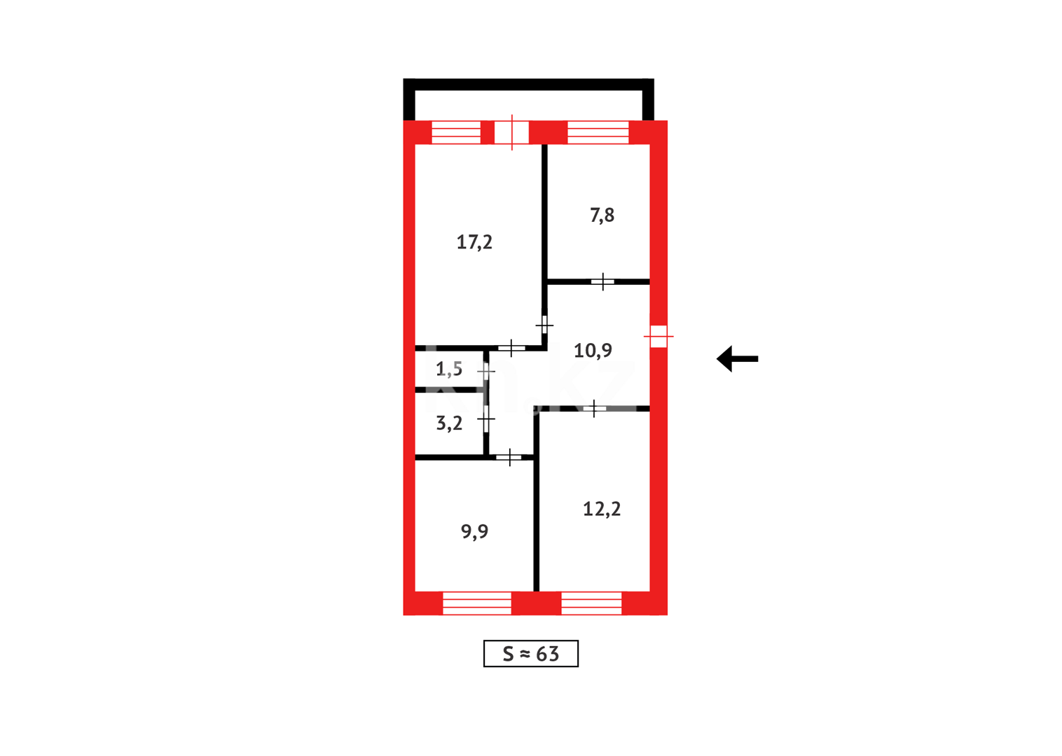 Продажа 3-комнатной квартиры, 62 м² в Караганде - фото 13