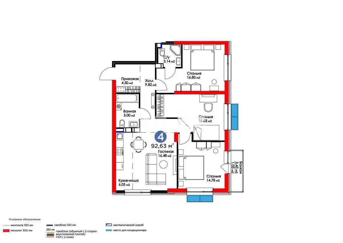 Продажа 4-комнатной квартиры, 93 м² в Алматы - фото 3
