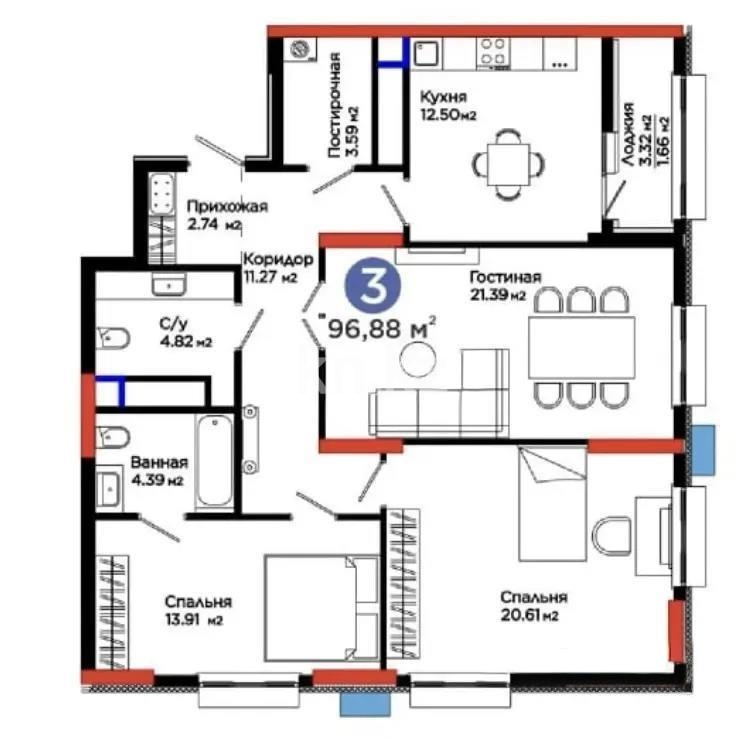 Продажа 3-комнатной квартиры, 97 м² в Астане - фото 6